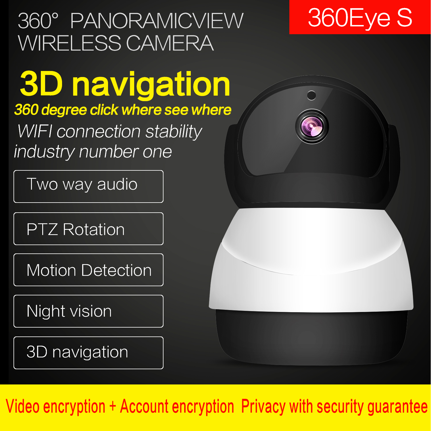 360eyes HD Snowman Wireless wifi network surveillance camera